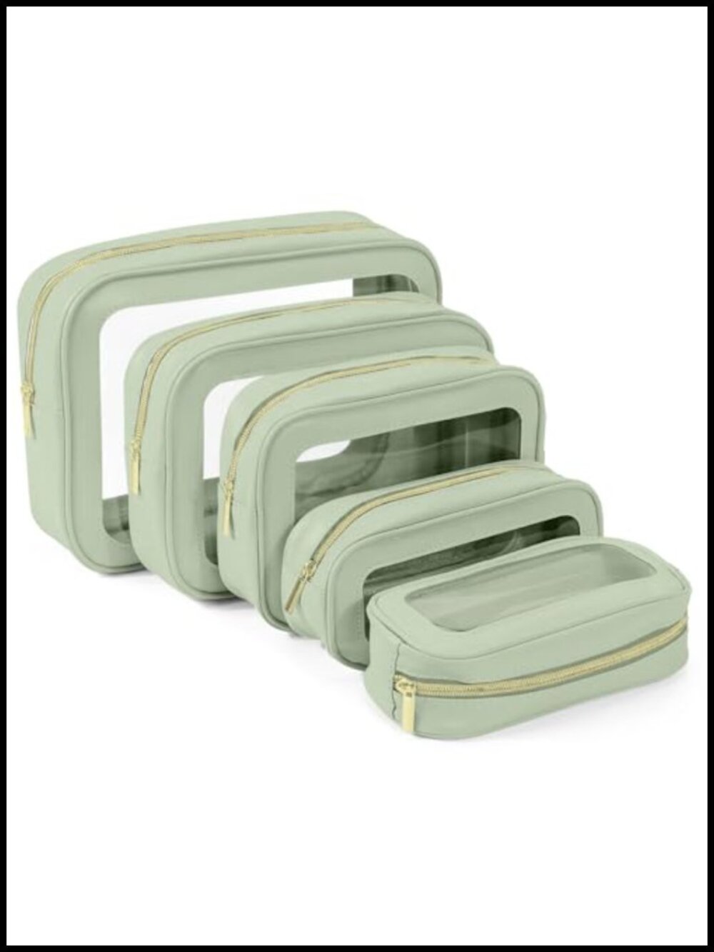 5PCS Clear TPU Waterproof Cosmetic Bag Set TSA Approved Travel Toiletry Pouch
